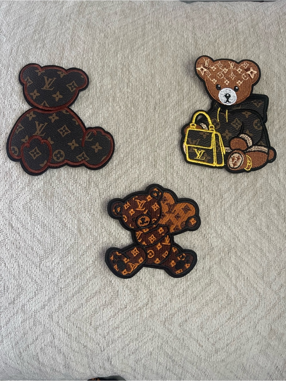 Brown Monogram Teddy Bear Iron on Patch. Pick one.